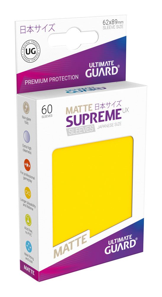 x_ugd010603.jpg Ultimate Guard Supreme UX Sleeves Japanese Size Matte Yellow (60) - Image 1