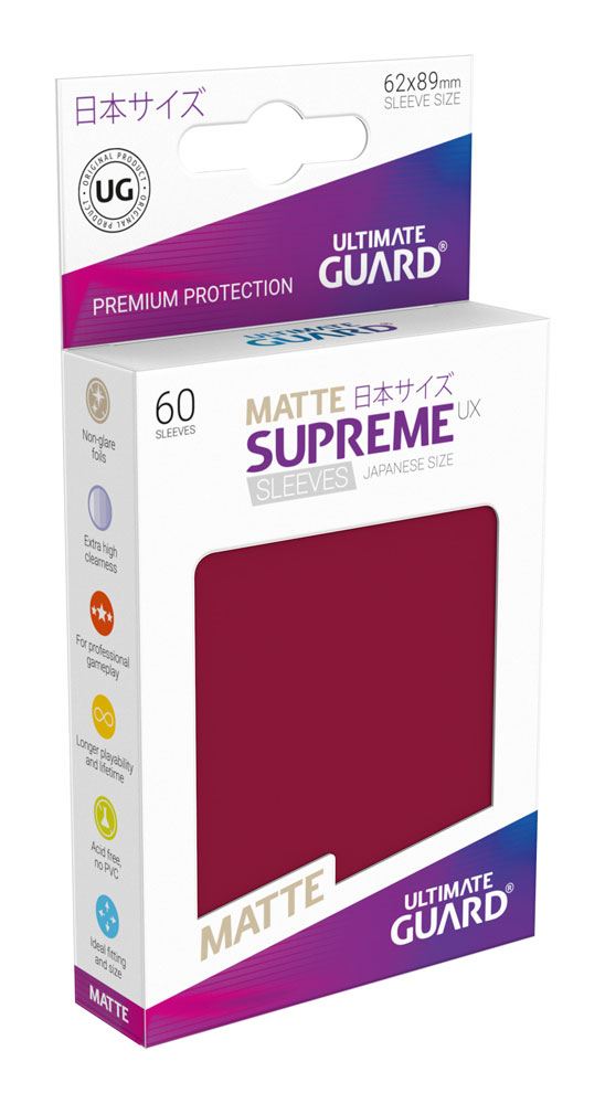 x_ugd010610.jpg Ultimate Guard Supreme UX Sleeves Japanese Size Matte Burgundy (60) - Image 1
